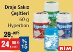 HYPERBON DRAJE SAKIZ ÇEŞİTLERİ 60 G fiyat ve kampanya bilgisi